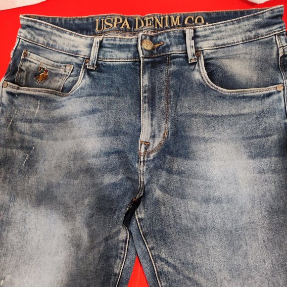 U.S. Polo Assn. jeans denim distressed rips men's size 34 x 29 - Picture 2 of 7